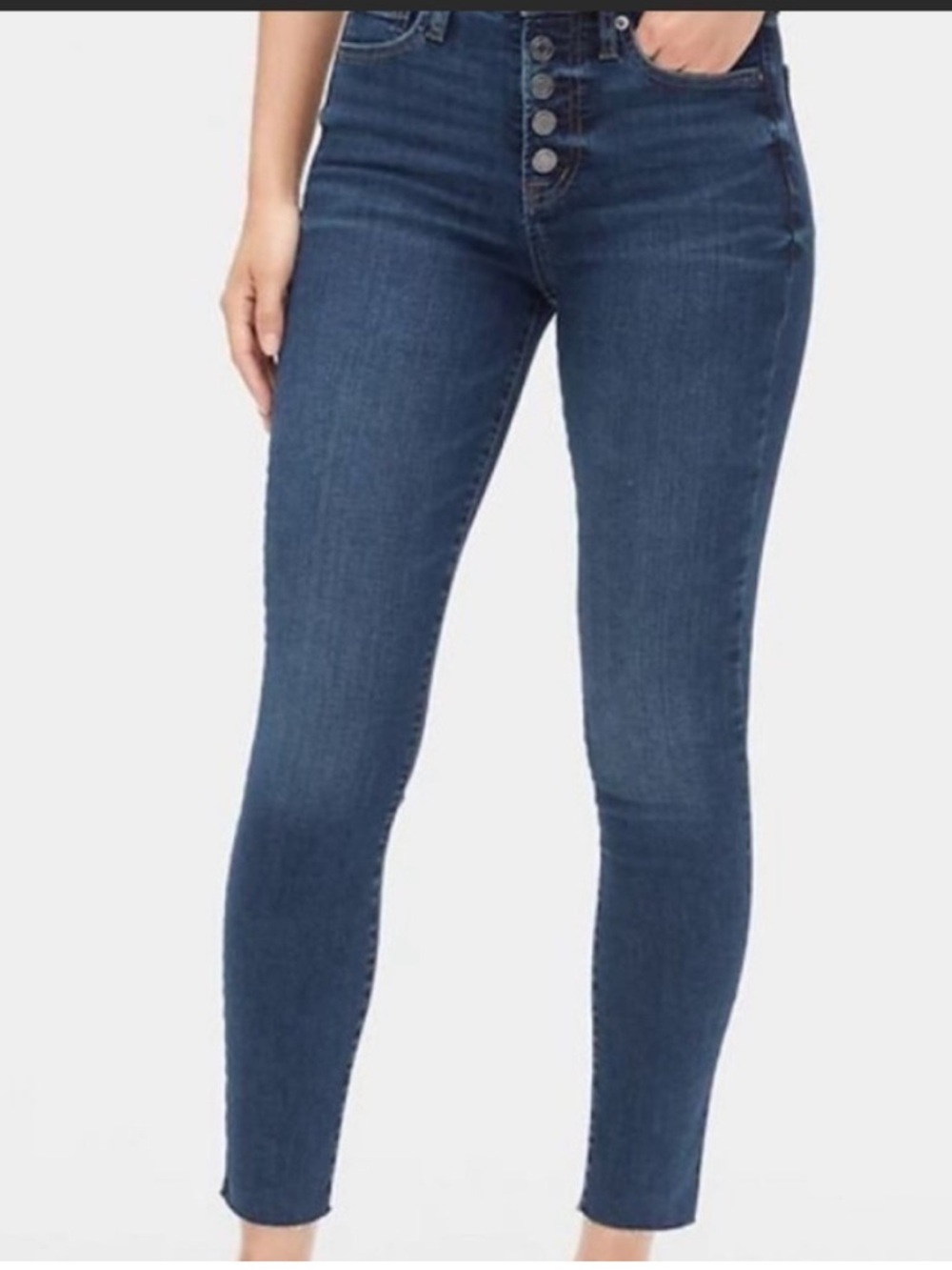 GAP Womens High Rise Skinny Jeans Button Fly Dark Blue Denim 10/30 Regular